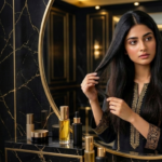 Pakistani woman with healthy black hair wondering why her hair stopped growing despite looking healthy